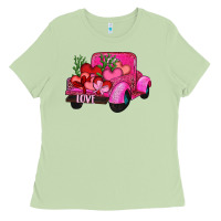 Matcha valentine's day heart cactus truck Ladies Tee - RanaPortraitStore