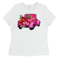 White valentine's day heart cactus truck Ladies Tee - RanaPortraitStore