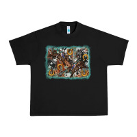 Black bucking bronco rodeo revolver western background Urban Heavy Tee - AdoDesignShop