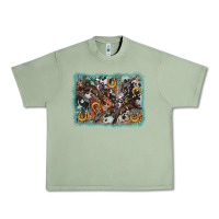 Oil Green bucking bronco rodeo revolver western background Urban Heavy Tee - AdoDesignShop
