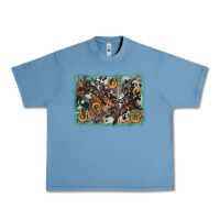 Pebble Blue bucking bronco rodeo revolver western background Urban Heavy Tee - AdoDesignShop