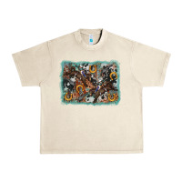 Sandshell bucking bronco rodeo revolver western background Urban Heavy Tee - AdoDesignShop