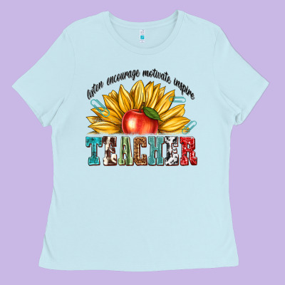 Teacher With Sunflower Ladies Tee Designed By Texasbilliewilder