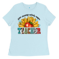 Baby Blue teacher with sunflower Ladies Tee - texasbilliewilder