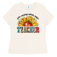 Bone teacher with sunflower Ladies Tee - texasbilliewilder