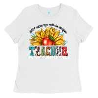 White teacher with sunflower Ladies Tee - texasbilliewilder