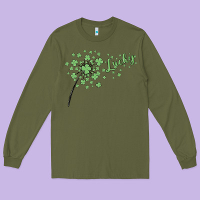 Four Leaf Clover Long Sleeve Tee Designed By Maliassmallbusiness