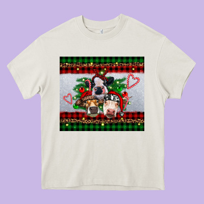 Christmas Heifers Heavy Core Tee Designed By Ranaportraitstore