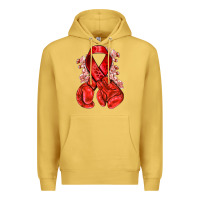 Antique Gold Red ribbon with boxing gloves Premium Hoodie - NancyCooperArtShop