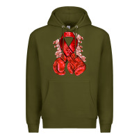 Army Green Red ribbon with boxing gloves Premium Hoodie - NancyCooperArtShop
