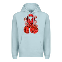 Blue Mist Red ribbon with boxing gloves Premium Hoodie - NancyCooperArtShop