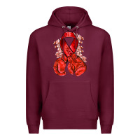 Burgundy Red ribbon with boxing gloves Premium Hoodie - NancyCooperArtShop