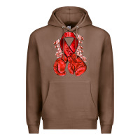 Chestnut Red ribbon with boxing gloves Premium Hoodie - NancyCooperArtShop