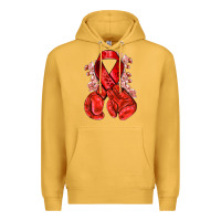 Mustard Red ribbon with boxing gloves Premium Hoodie - NancyCooperArtShop