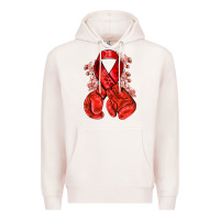 Pale Pink Red ribbon with boxing gloves Premium Hoodie - NancyCooperArtShop