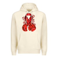 Sandshell Red ribbon with boxing gloves Premium Hoodie - NancyCooperArtShop