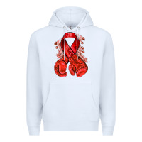 White Red ribbon with boxing gloves Premium Hoodie - NancyCooperArtShop