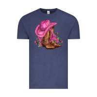 Vintage Denim valentines day boots cowgirl hat and roses Vintage Tee - AdoDesignShop