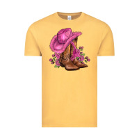Vintage Mustard valentines day boots cowgirl hat and roses Vintage Tee - AdoDesignShop
