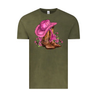 Vintage Olive valentines day boots cowgirl hat and roses Vintage Tee - AdoDesignShop