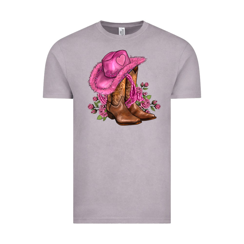 Valentines Day Boots Cowgirl Hat And Roses Vintage Tee by AdoDesignShop | Teevron