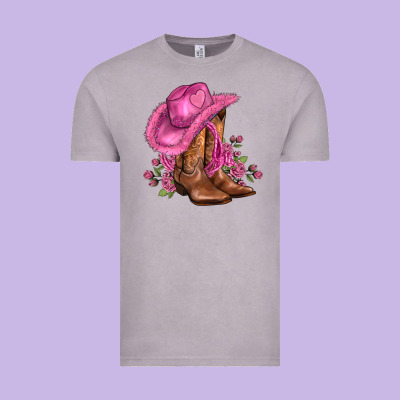 Valentines Day Boots Cowgirl Hat And Roses Vintage Tee Designed By Adodesignshop
