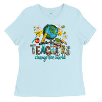 Baby Blue teachers change the world Ladies Tee - texasbilliewilder