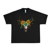 Black boho bullskull with sunflower and gemstone Urban Heavy Tee - Artiststas