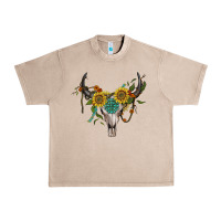 Boho Bullskull With Sunflower And Gemstone Urban Heavy Tee | Teevron