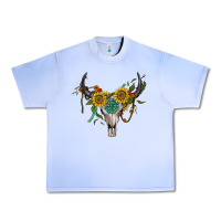 Grape Ice boho bullskull with sunflower and gemstone Urban Heavy Tee - Artiststas