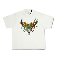 Pistachio boho bullskull with sunflower and gemstone Urban Heavy Tee - Artiststas