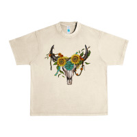 Sandshell boho bullskull with sunflower and gemstone Urban Heavy Tee - Artiststas