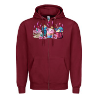 Burgundy Unicorn Coffee Cups Zipper Hoodie - MaliasSmallBusiness