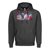 Charcoal Heather Unicorn Coffee Cups Zipper Hoodie - MaliasSmallBusiness