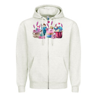 Oatmeal Heather Unicorn Coffee Cups Zipper Hoodie - MaliasSmallBusiness
