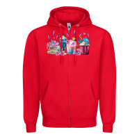 Red Unicorn Coffee Cups Zipper Hoodie - MaliasSmallBusiness