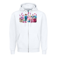 White Unicorn Coffee Cups Zipper Hoodie - MaliasSmallBusiness