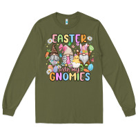 Army Green easter  with my gnomies Long Sleeve Tee - MaliasSmallBusiness