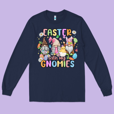 Easter  With My Gnomies Long Sleeve Tee Designed By Maliassmallbusiness