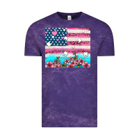 Cloud Purple american flag and teeth with flowers Vintage Tee - AdoDesignShop