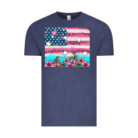 Vintage Denim american flag and teeth with flowers Vintage Tee - AdoDesignShop