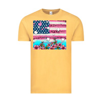 Vintage Mustard american flag and teeth with flowers Vintage Tee - AdoDesignShop