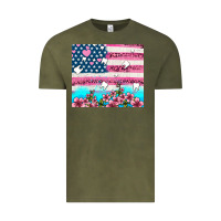 Vintage Olive american flag and teeth with flowers Vintage Tee - AdoDesignShop