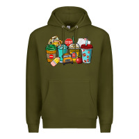 Army Green school bus driver coffee cups Premium Hoodie - NancyCooperArtShop
