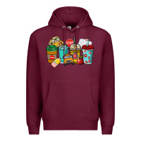 Burgundy school bus driver coffee cups Premium Hoodie - NancyCooperArtShop