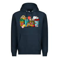 Navy school bus driver coffee cups Premium Hoodie - NancyCooperArtShop