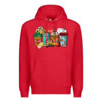 Red school bus driver coffee cups Premium Hoodie - NancyCooperArtShop