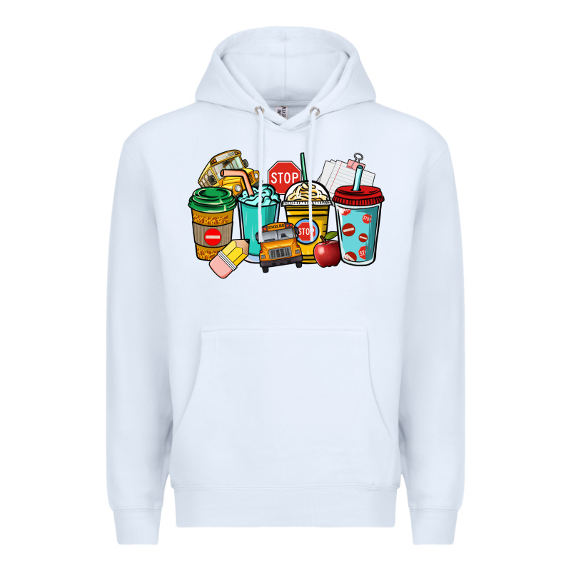 School Bus Driver Coffee Cups Premium Hoodie by NancyCooperArtShop | Teevron