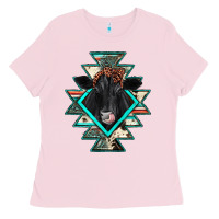 Bubblegum Pink black angus cowhide aztec Ladies Tee - JahusDesignShop