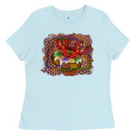 Baby Blue Mardi gras king cake crawfish Ladies Tee - RanaPortraitStore